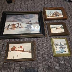 Old Set of Framed Winter Landscape Paintings. All Are Origional Paintings.